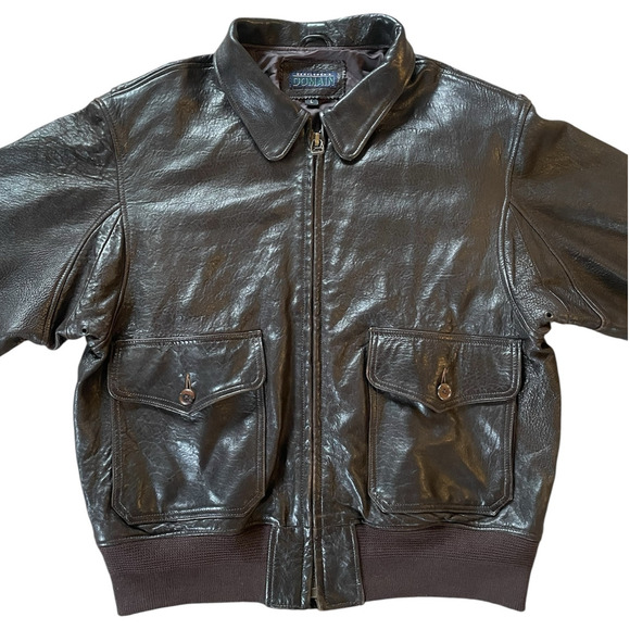 Gentleman's Domain AN-J-3a Leather Aviator Military Bomber Jacket Size L Repo - Picture 1 of 10